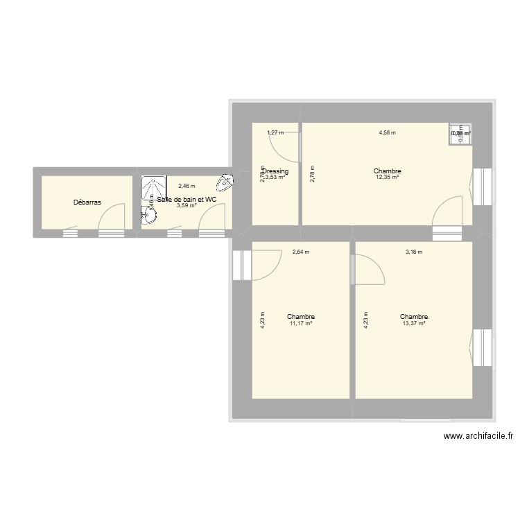 Lippi Raphaël. Plan de 9 pièces et 88 m2