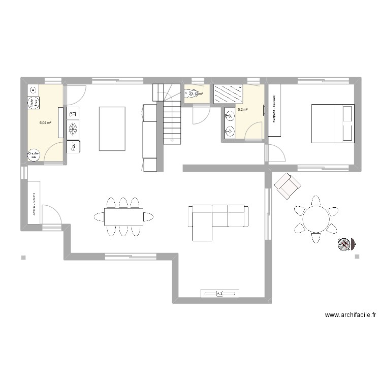 super plan. Plan de 3 pièces et 12 m2