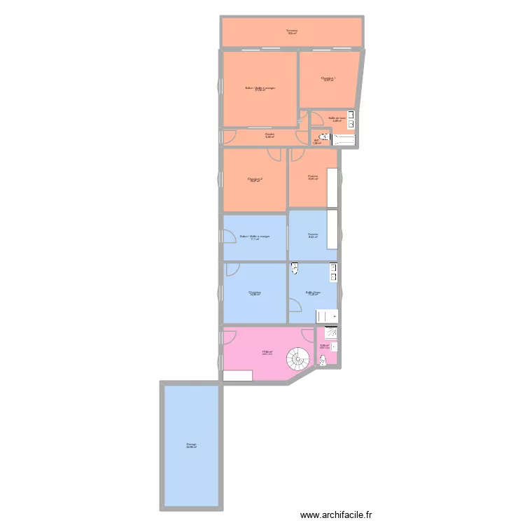Maison. Plan de 15  et 180 m²