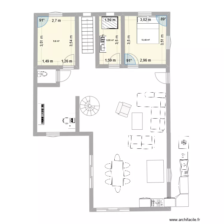 plan 1e chat. Plan de 3  et 26 m²