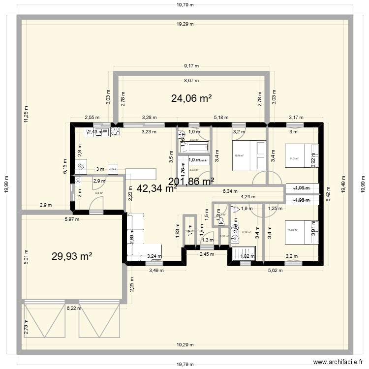 Maison Tristan de Reve. Plan de 14 pièces et 353 m2