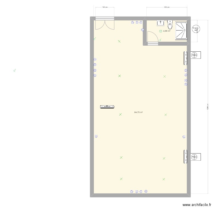 projet boutique zagora. Plan de 2 pièces et 90 m2