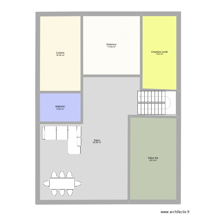 Zzz. Plan de 6 pièces et 128 m2