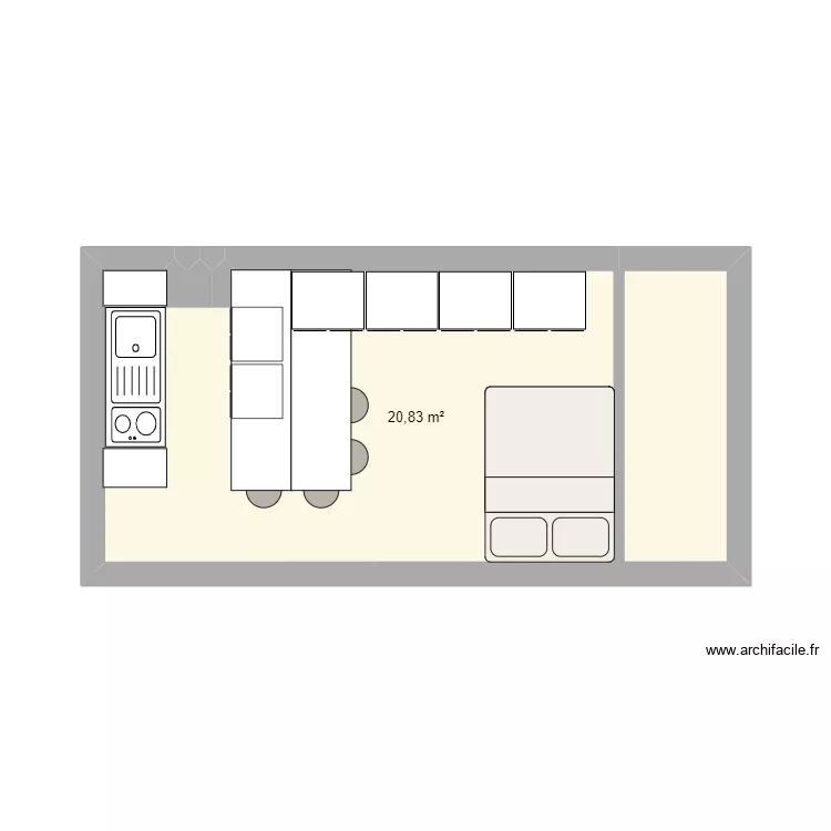 Appart fini. Plan de 1 Pièce et 21 m² Appart fini. Plan de 1 Pièce et 21 m²