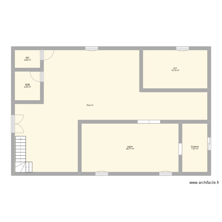 Hom. Plan de 6 pièces et 134 m2