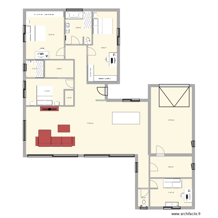 St Martin - V2 bis. Plan de 12 pièces et 194 m2