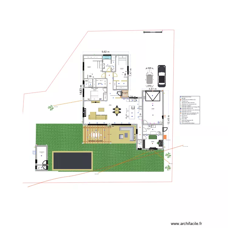 St Martin - V2 bis. Plan de 14  et 207 m²