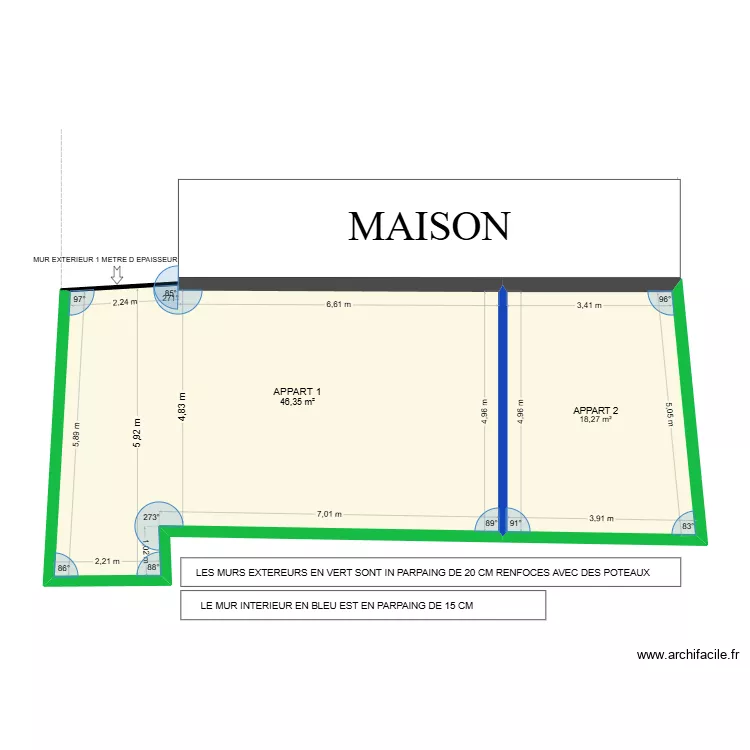 GEDIMAT. Plan de 2  et 65 m²