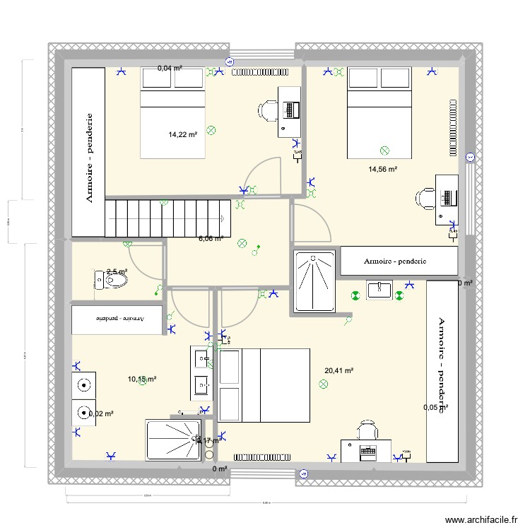 2e étage définitif Trois. Plan de 0 pièce et 0 m2