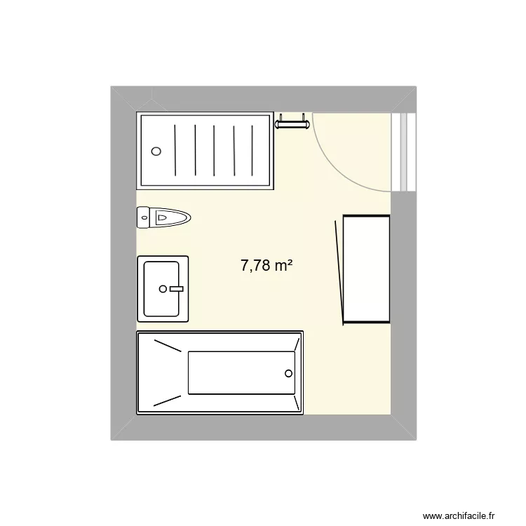 SDB. Plan de 1  et 8 m²