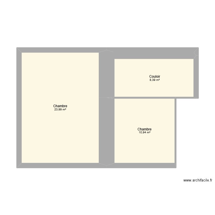 Maison Etage. Plan de 3 pièces et 43 m2