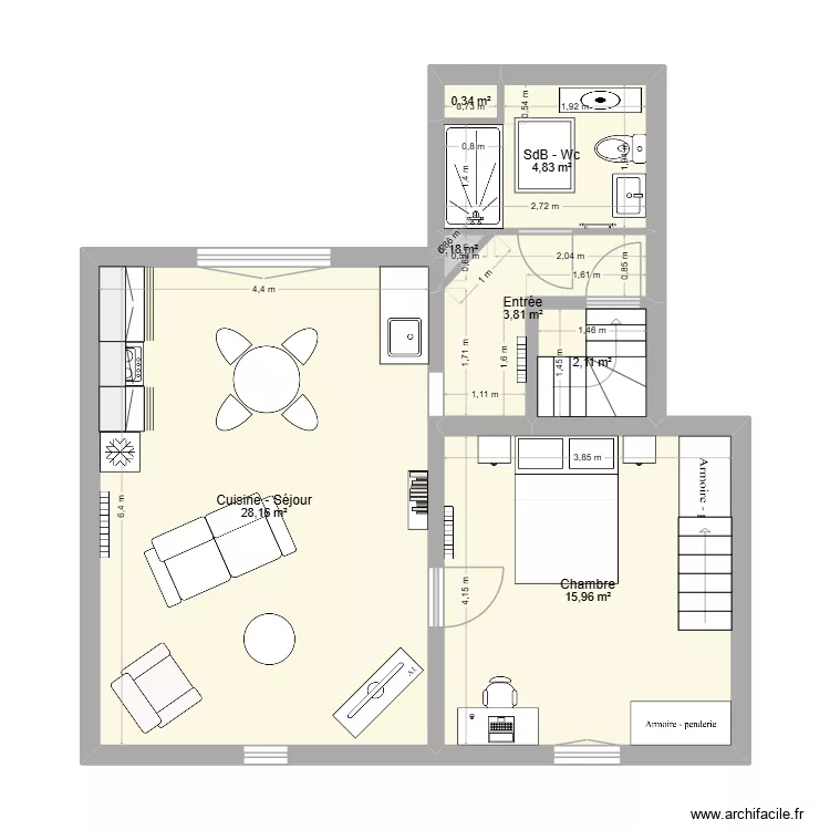 Croquis projet - Appt Combles - Dioh. Plan de 