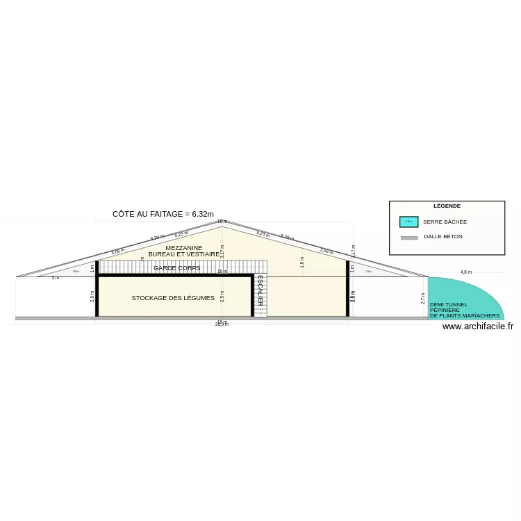 COUPE B&Acirc;TIMENT NORD-OUEST / SUD-EST. Plan de 