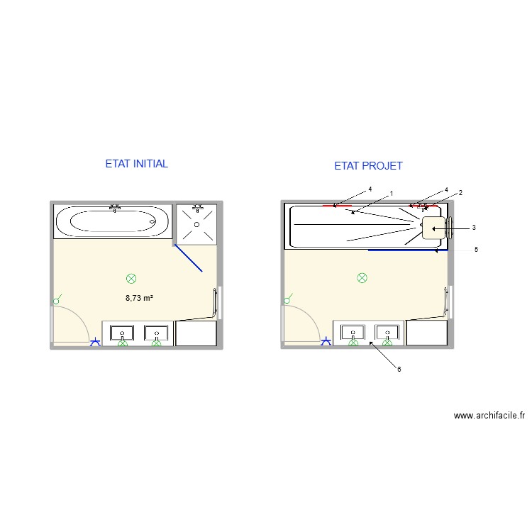 SORIANO. Plan de 2 pièces et 18 m2