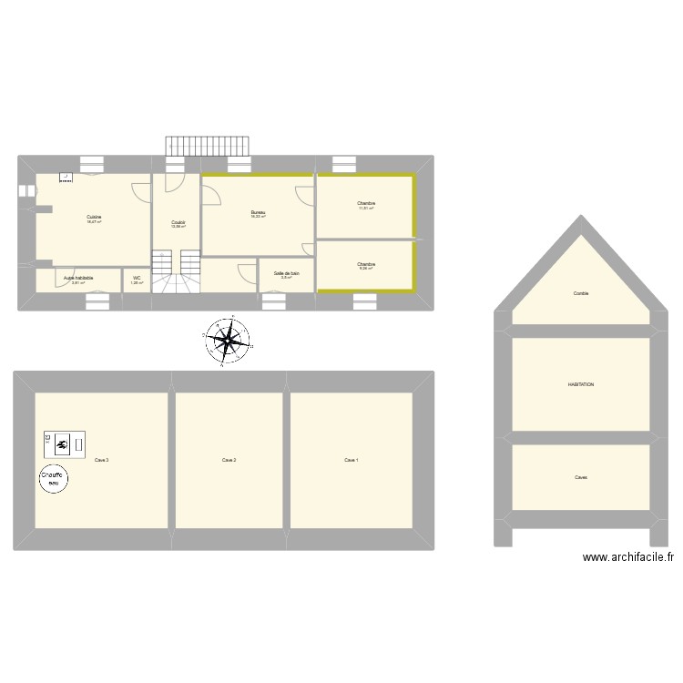 ESPINET Jean Francois STE FORTUNADE. Plan de 14 pièces et 217 m2