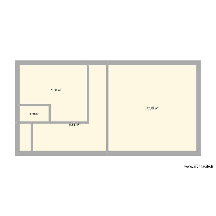 Plateau1. Plan de 4 pièces et 50 m2