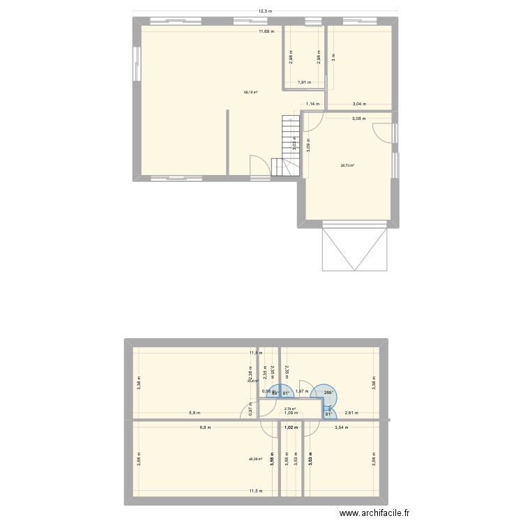 plan n°3. Plan de 5 pièces et 167 m2