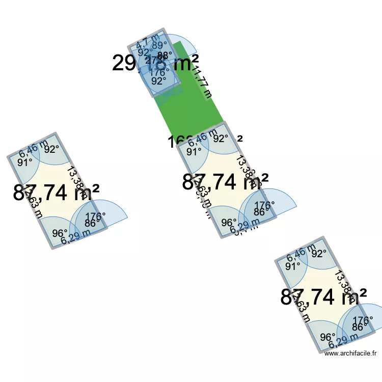 parcelle. Plan de 4  et 292 m²