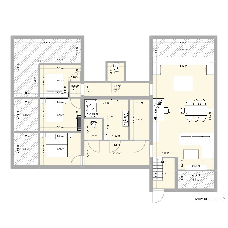 PLAN C. Plan de 16 pièces et 146 m2