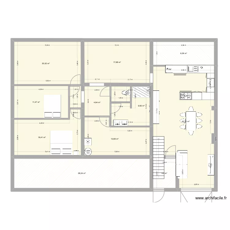 PLAN C - Circuit Plomberie. Plan de 11  et 177 m²