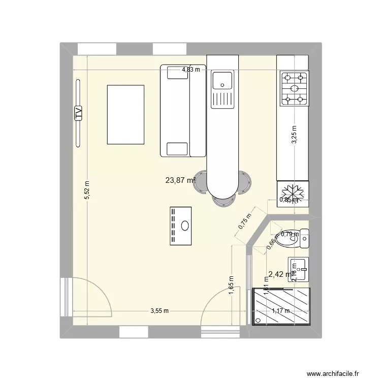 xavier. Plan de 2 pièces et 26 m²