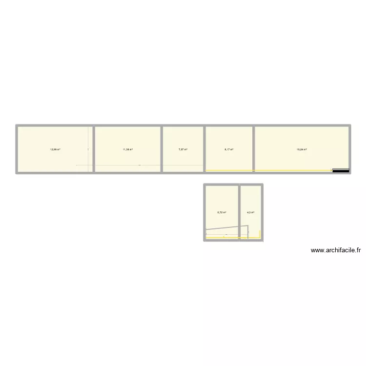 Mur ext&eacute;rieur. Plan de 7  et 67 m²