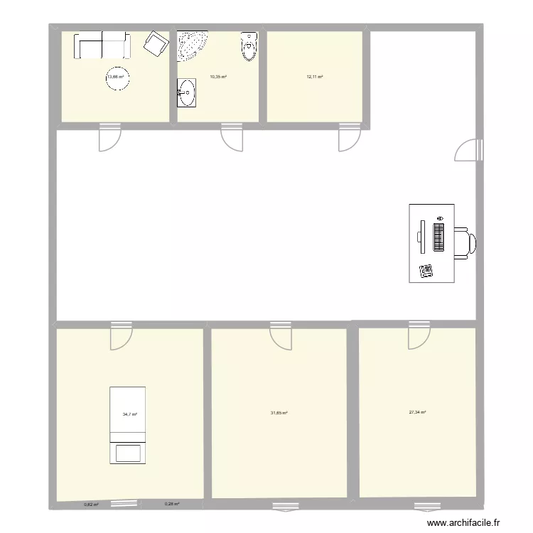 institut. Plan de 8  et 131 m²