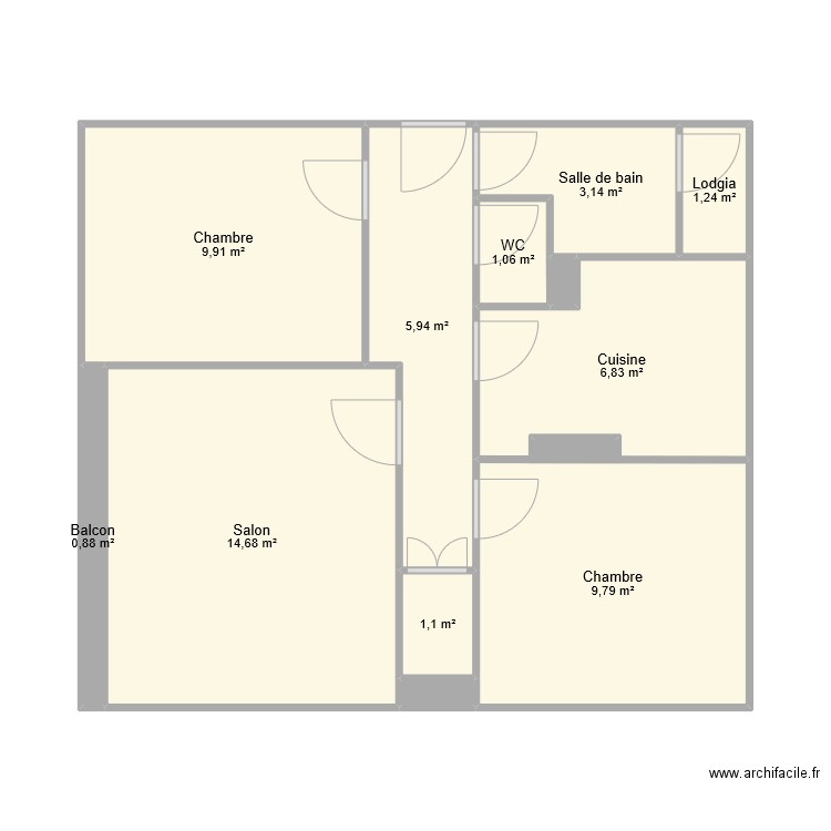 Ilann BREST. Plan de 13 pièces et 56 m2