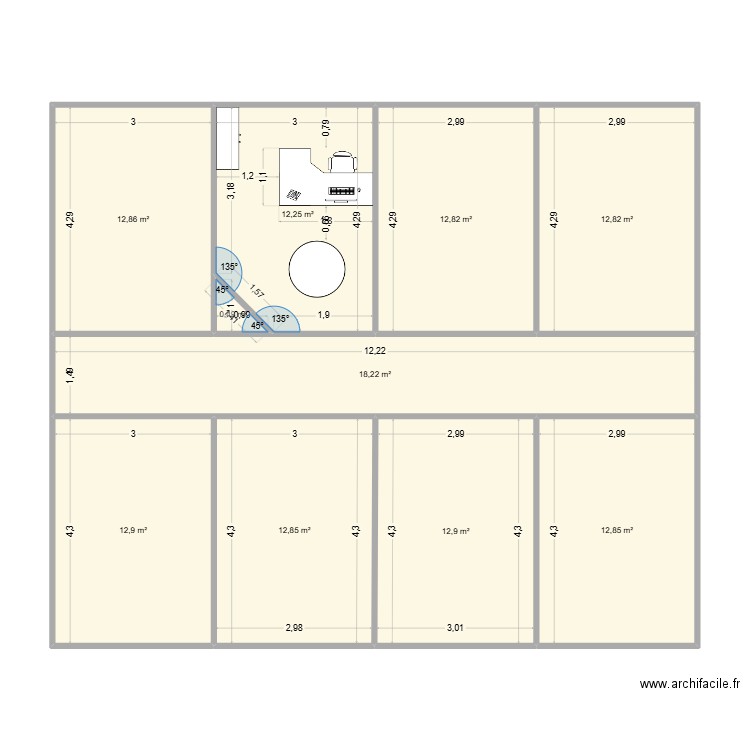 Amenagement Bureau V2. Plan de 10 pièces et 121 m2