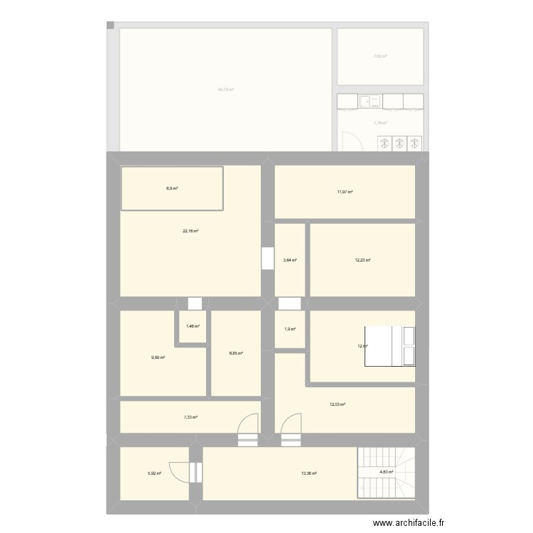 SAOULOUS. Plan de 26 pièces et 336 m2