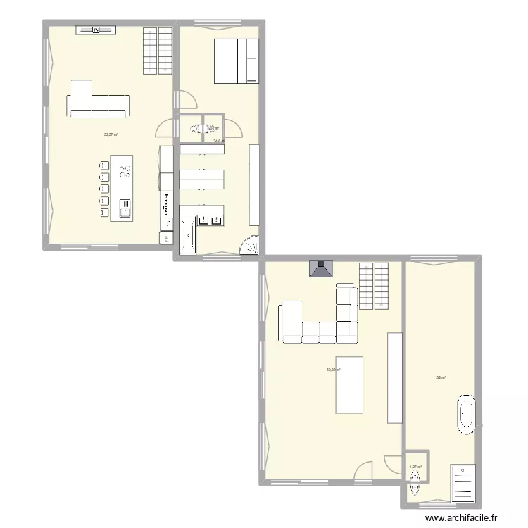 &eacute;tage de vie nous. Plan de 6  et 182 m²