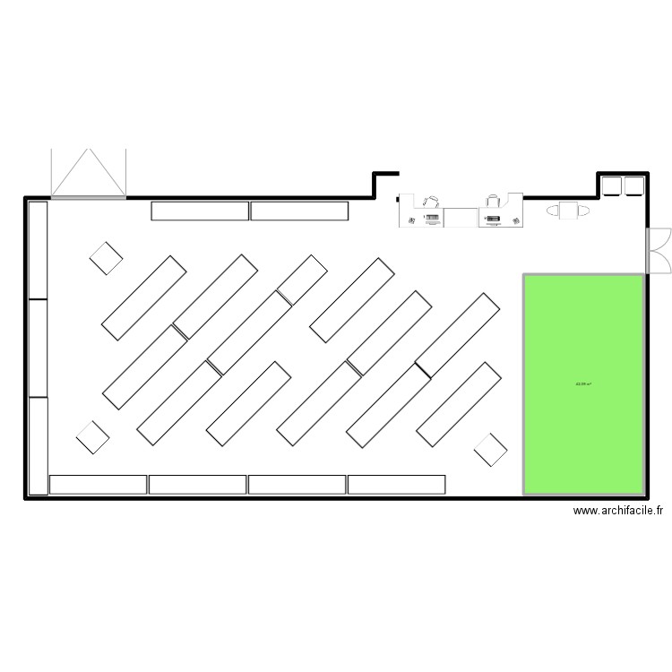 new brico. Plan de 1 pièce et 42 m2