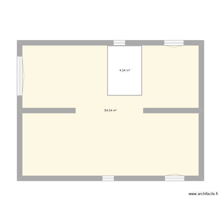 etage1. Plan de 2 pièces et 63 m2