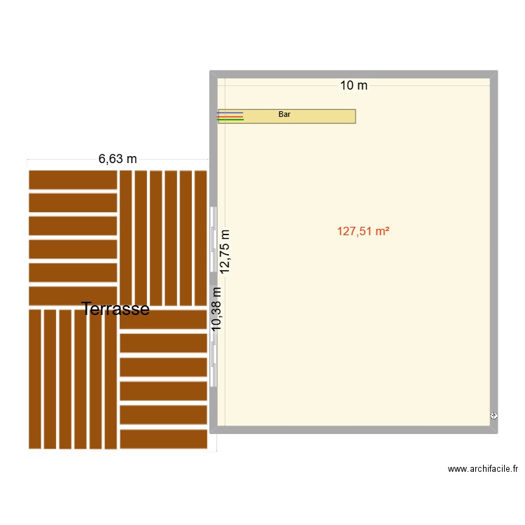 Salle principale eau. Plan de 1 pièce et 128 m2