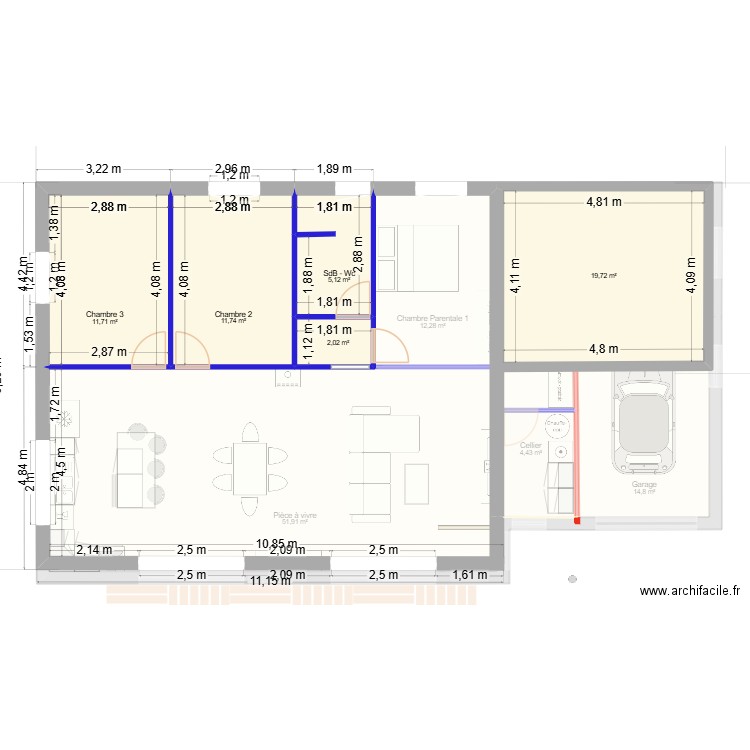 Amélie et Guillaume - Modèle ALEXIA V5. Plan de 16 pièces et 182 m2