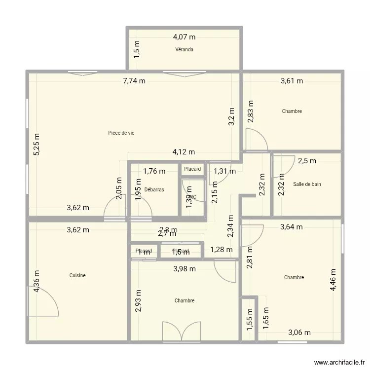 Maison. Plan de 14  et 113 m²
