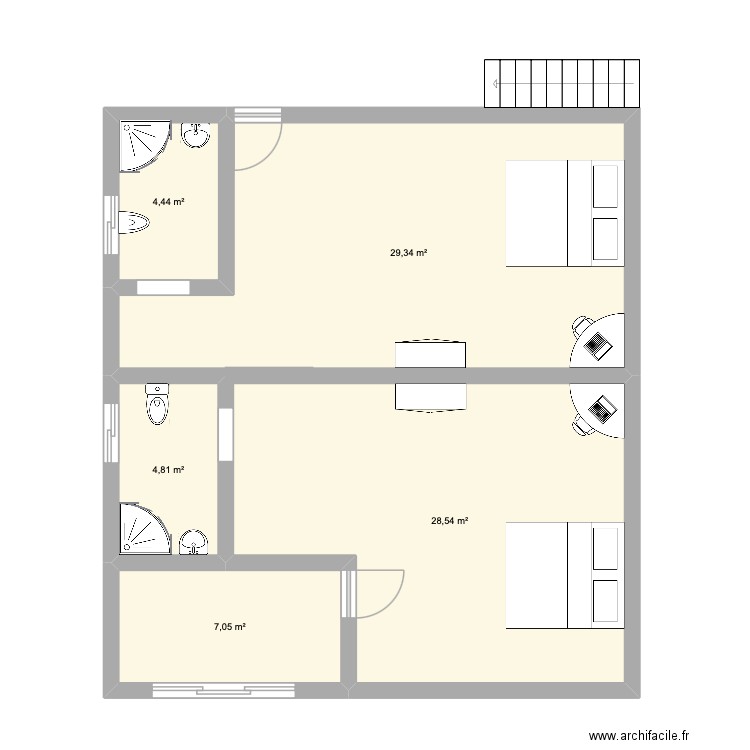 LA PLAINE DES PALMISTES 2. Plan de 5 pièces et 74 m2