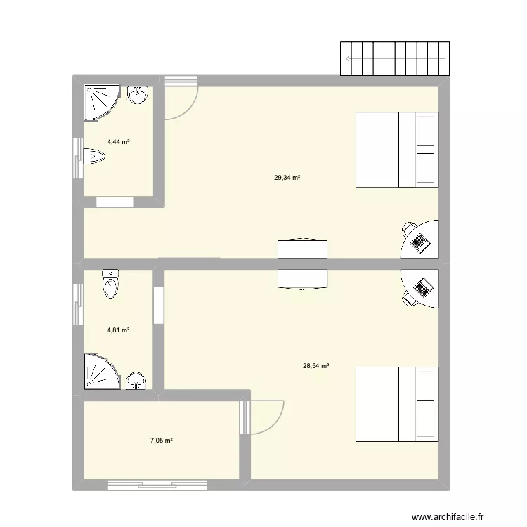 LA PLAINE DES PALMISTES 2. Plan de 5 pièces et 74 m²