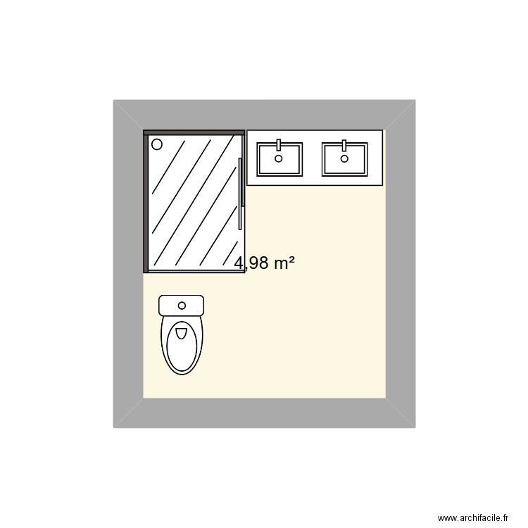 SALLE DE BAIN. Plan de 1 pièce et 5 m2