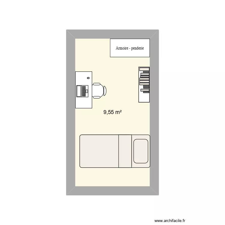 ZOE chambre v2. Plan de 1 Pièce et 10 m²