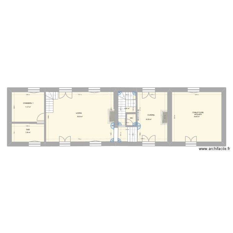 Cruguel RDC. Plan de 6 pièces et 114 m2