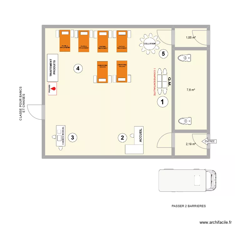 Ecole St Martin Marcinelle. Plan de 4  et 59 m²