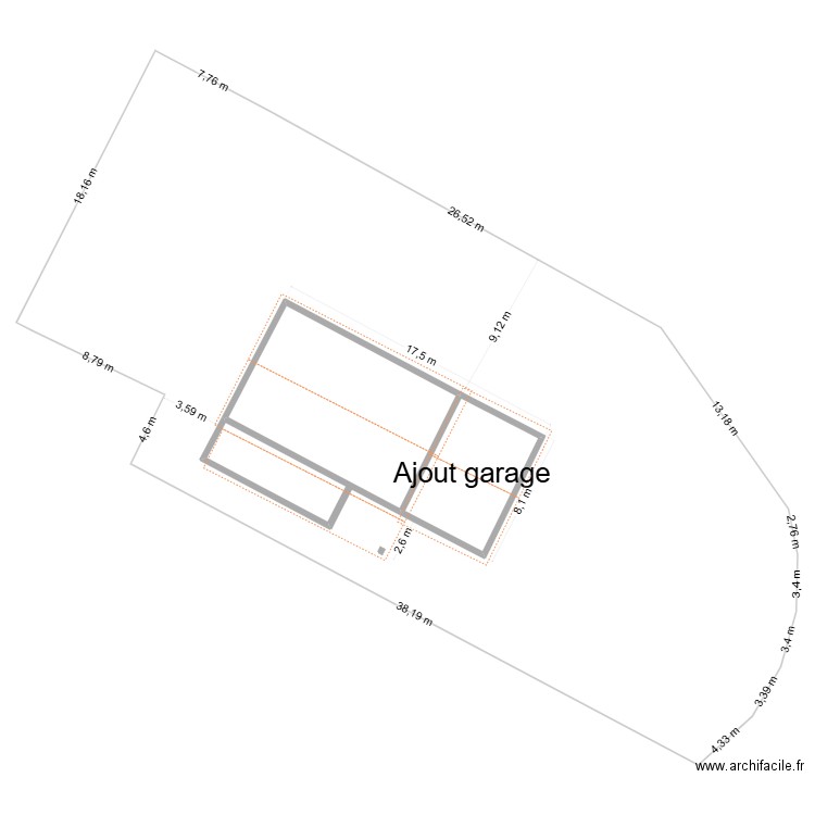 Plan de masse projet. Plan de 2 pièces et 128 m2