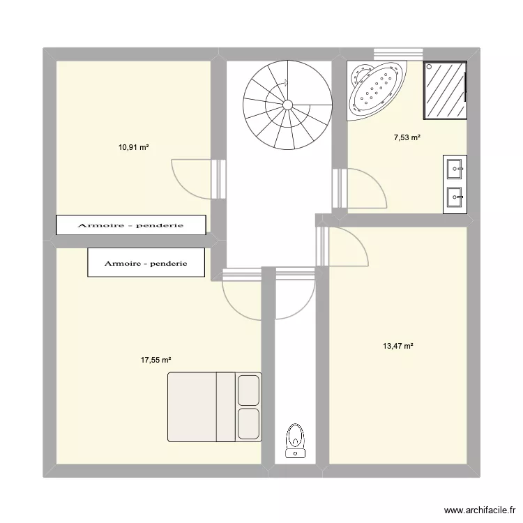 maison étage 1. Plan de 4 Pièces et 49 m² maison étage 1. Plan de 4 Pièces et 49 m²