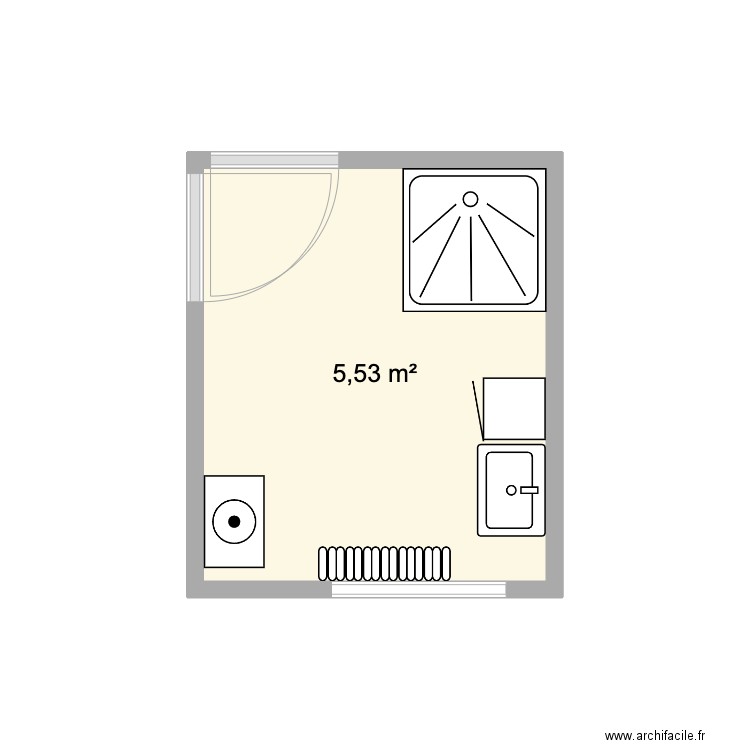 Petit. Plan de 1 pièce et 6 m2