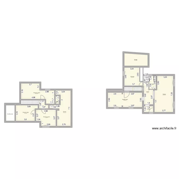 Plan Bureau. Plan de 18 pièces et 162 m²
