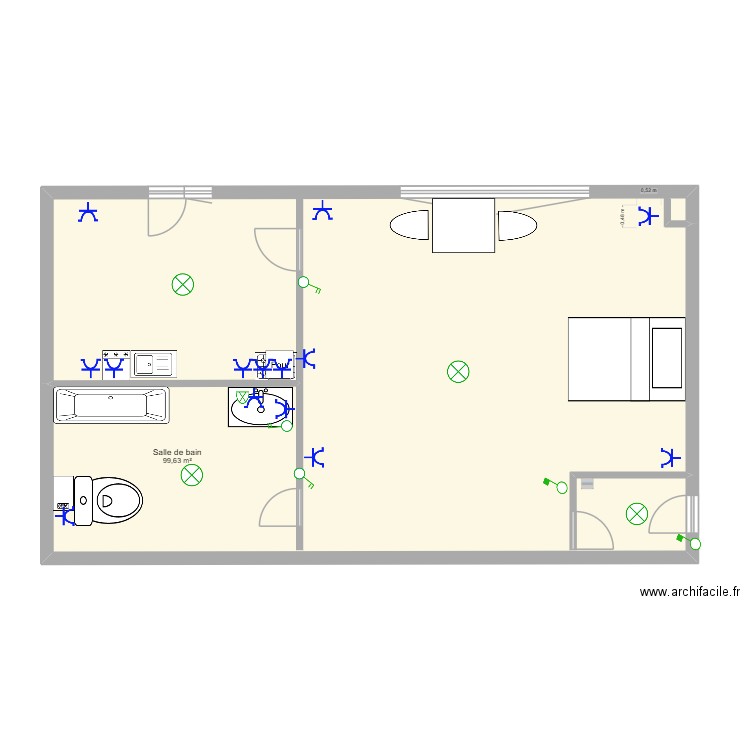 flat façade avant Derache1. Plan de 1 pièce et 100 m2