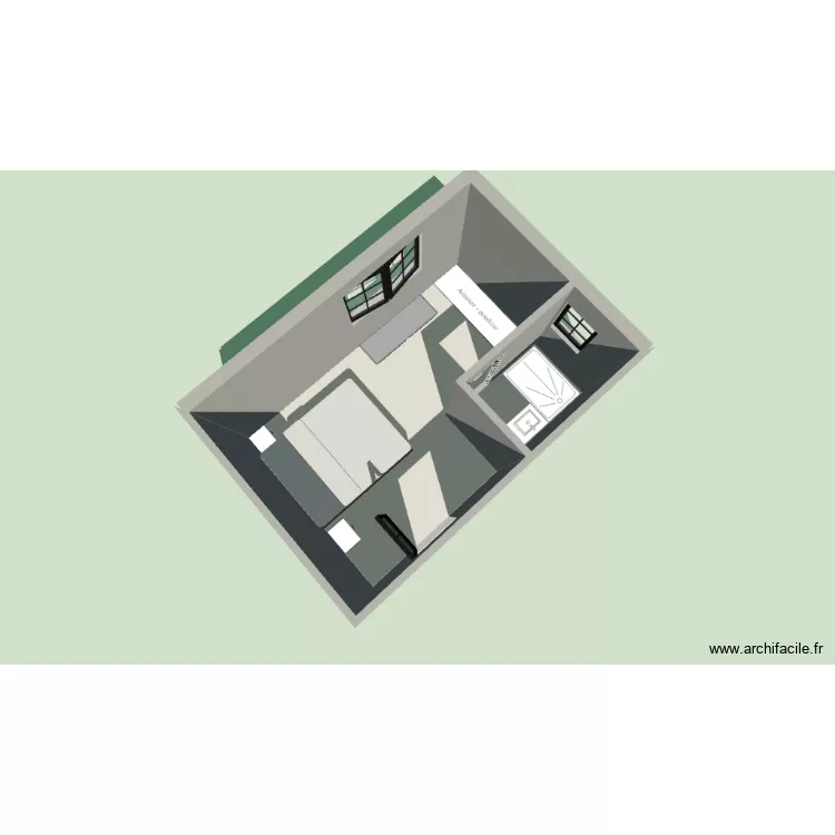 Chambre 1 Loctudy. Plan de 2 Pièces et 16 m² Chambre 1 Loctudy. Plan de 2 Pièces et 16 m²
