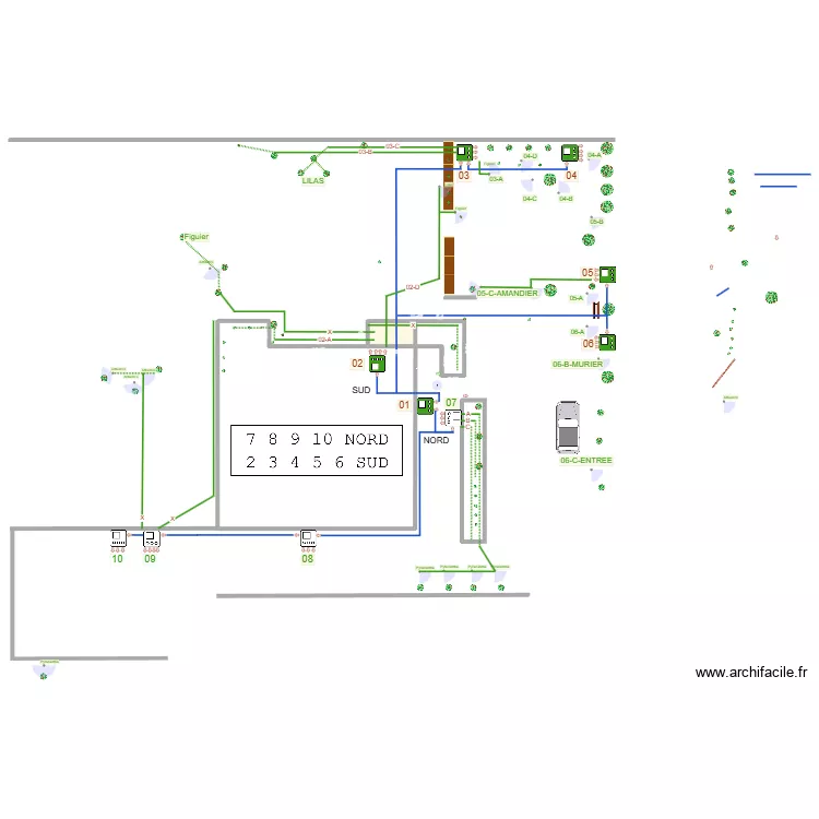 Arrosage5. Plan de 1 et 14 m² Arrosage5. Plan de 1 et 14 m²