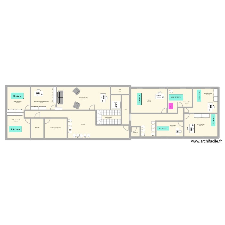 Plan cabinet etage 3. Plan de 18 pièces et 243 m2